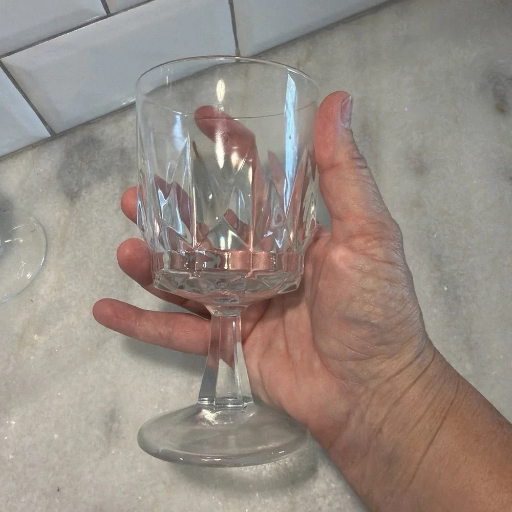 Set of 6 Vintage Arcoroc France Stemmed Crystal Wine Glasses